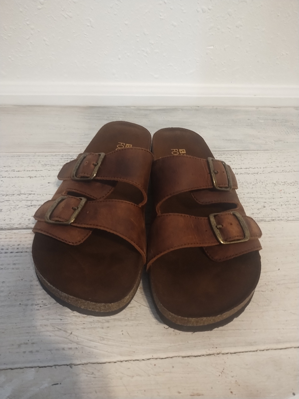 White Mountain Sandals Size 11M Brown Suede Leather Footbed Slip On